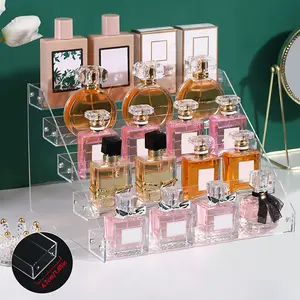 5 Tiers Clear Transparent Acrylic Cosmetic Organizer, Multi-Compartment Display Stand For Perfume, Lipstick, Foundation & Skincare, Nail Polish Display Rack, Jewelry Rack, Ladder Shelves, Freestanding Design Perfect For Dorm Vanity And Bedroom.