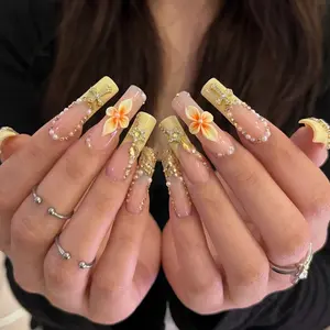 AVIARA  LONG Curved Square  Duck 10pcs Handmade Acrylic 3D Y2K Press On Nails Luxious Salon Quality Fake Nail detachable nails
