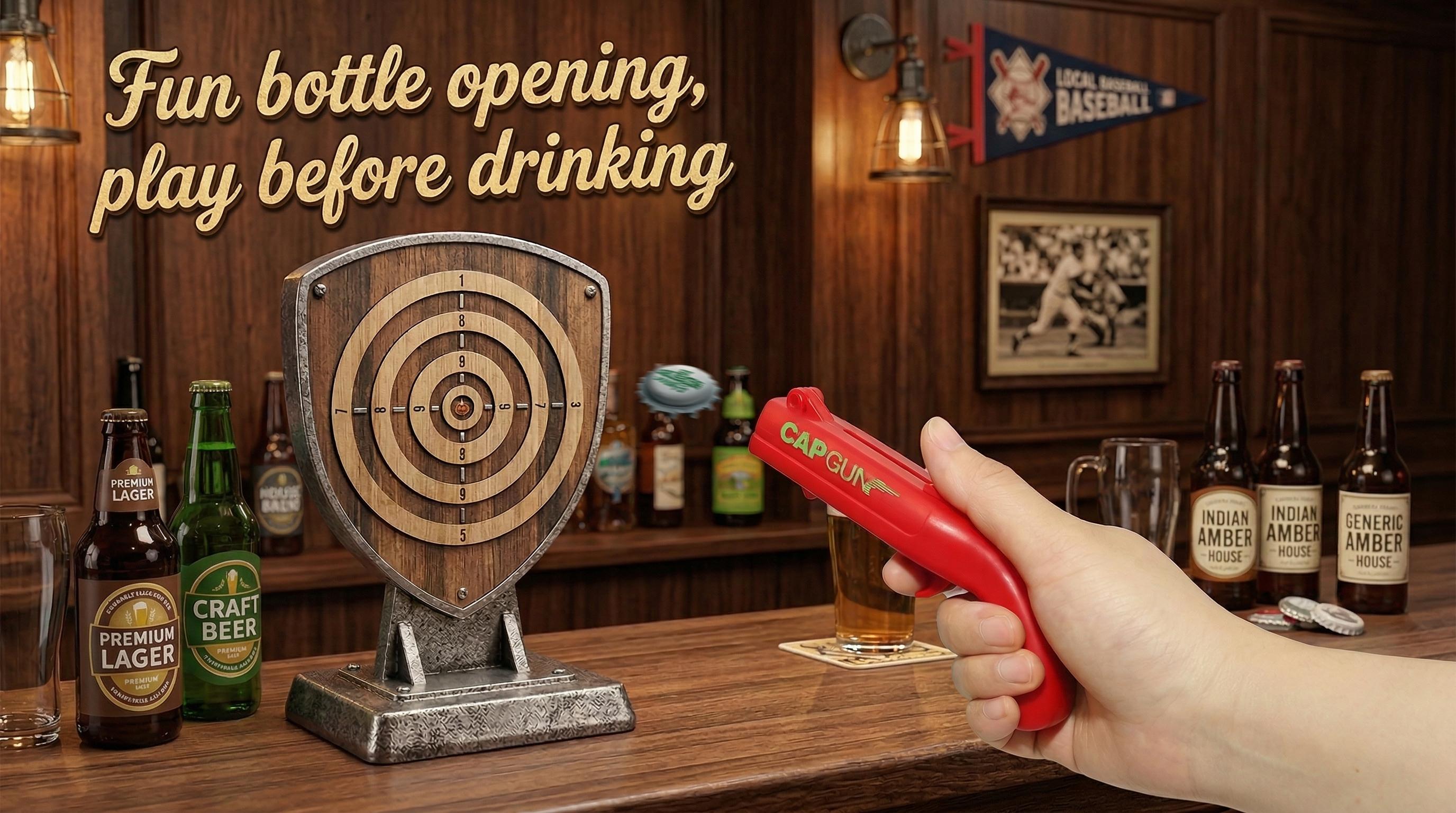 Bottle Opener Creative Can Opener Creative Funny Launcher Shooter Beer Cap Bottle Opener Funny Shoots Party Game Use Bottle Opener Gifts for Men Friends Drinking Partners for BBQ Bar Outdoor Home Party Gathering Kitchen Bar Accessories Gadgets