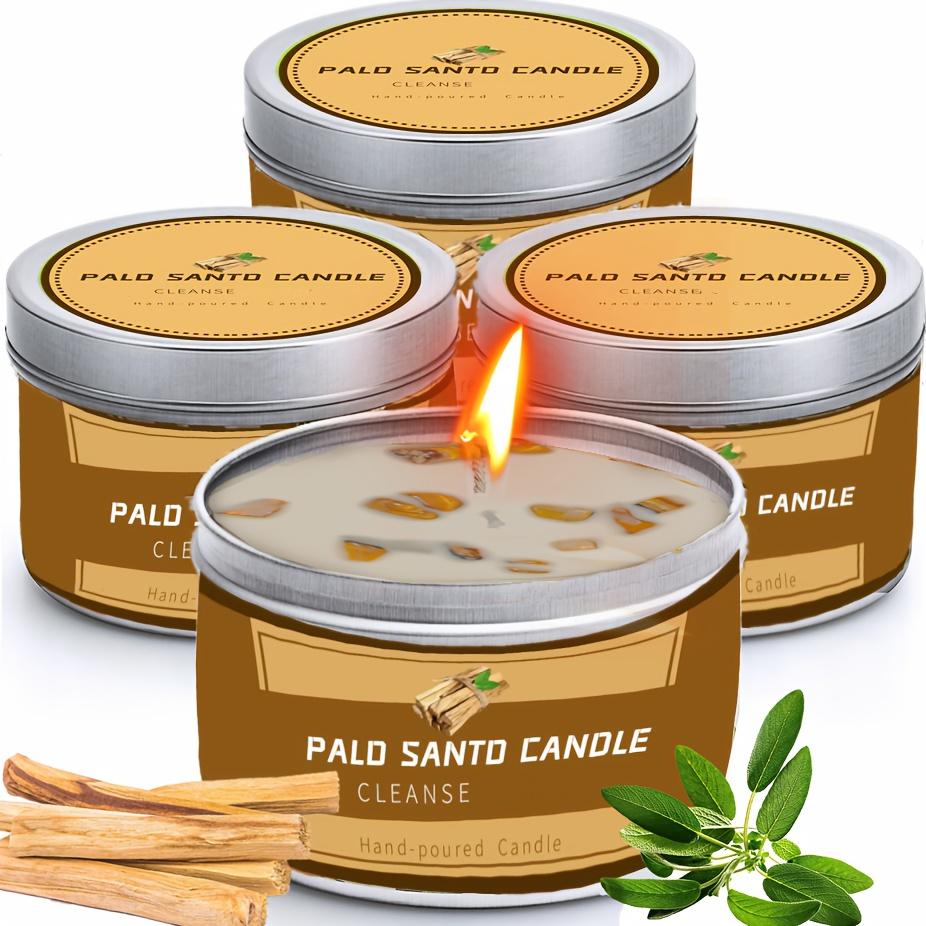 Sage & Palo Santo Purifying Aromatherapy Candle 2/4 Pack 3oz Soy Wax Tin Candle 24-Hour Long Burn Home Purification Meditation Housewarming Gift， decor