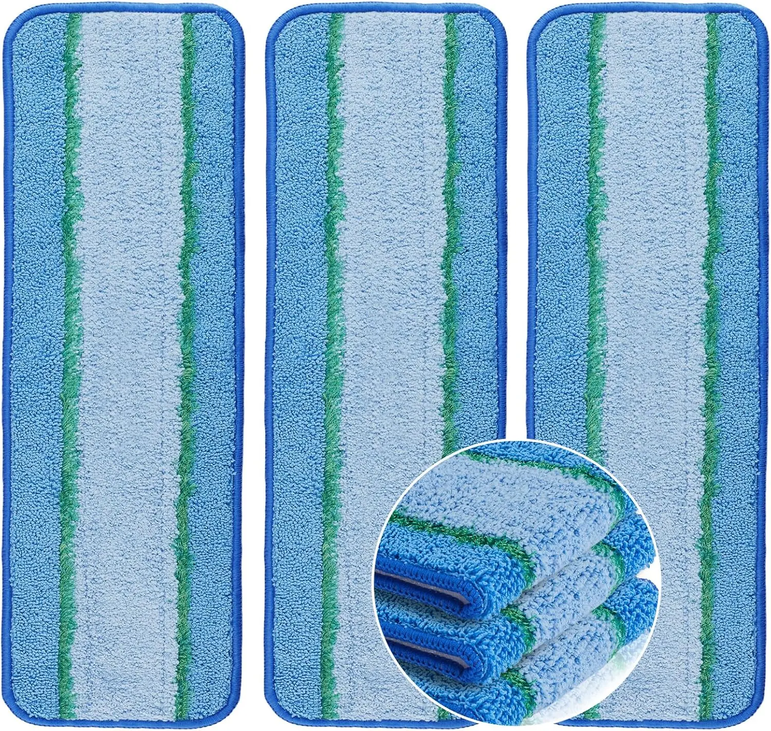 Bona Powerloop Deep Cleaning Replacement Mop Pads - 3-Pad Set, Polyester Cotton Triple Fibers, Powerloop Technology, Adjustable, Washable Reusable Accessory for Smooth Hardwood Floor Home Care with Stronger Scrubbing Effect
