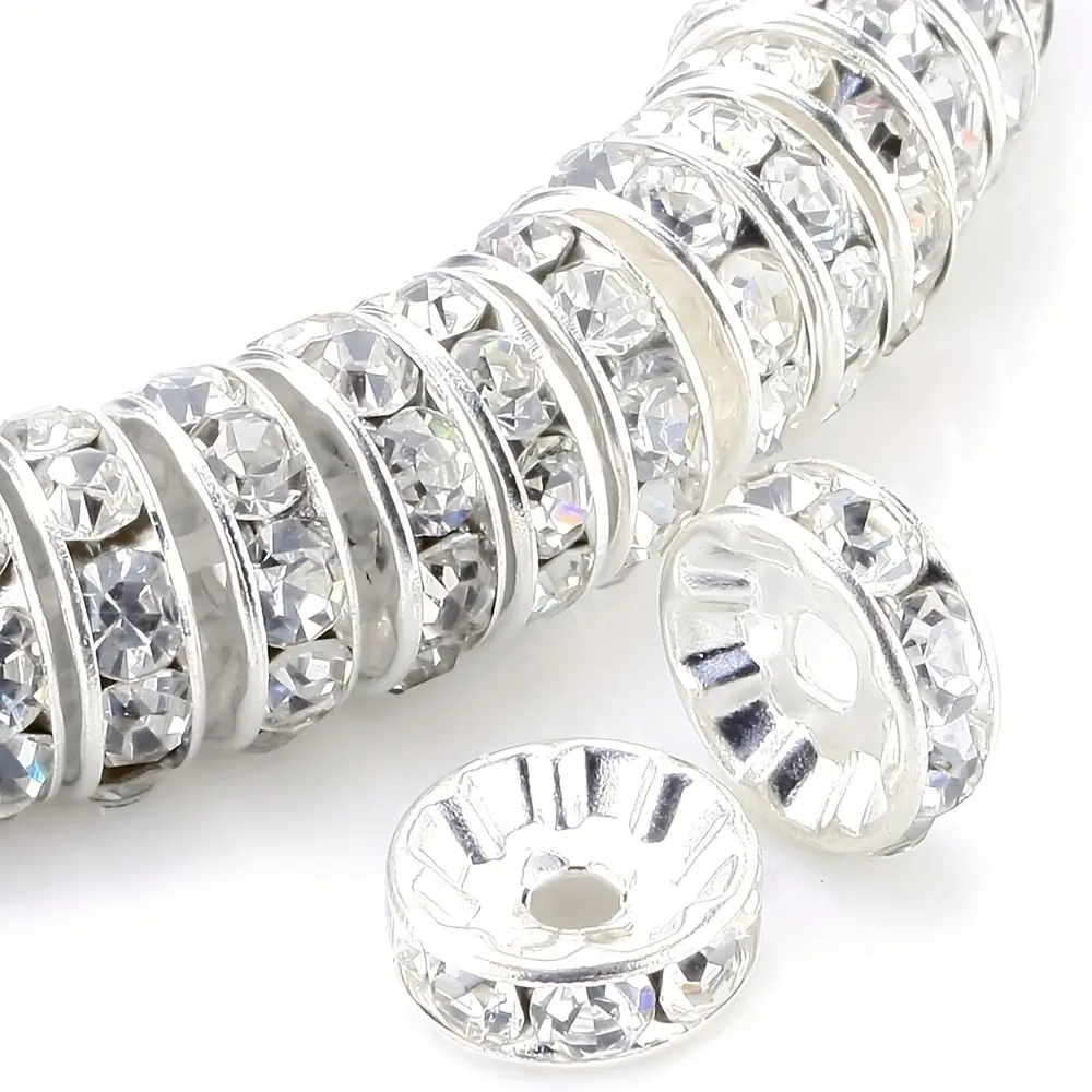 300pcs Of 8mm Silvery-plated Czech Crystal Rhinestone Jewelry Make Up The Loose Bead Bracelet, Bead Kits, Beads And Accessories