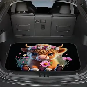 Highland Cow Pattern Car Trunk Mat, Universal Size, Non-Slip Easy Clean, Fashionable Interior Upgrade, Ideal for Pet Owners, Travel Gift