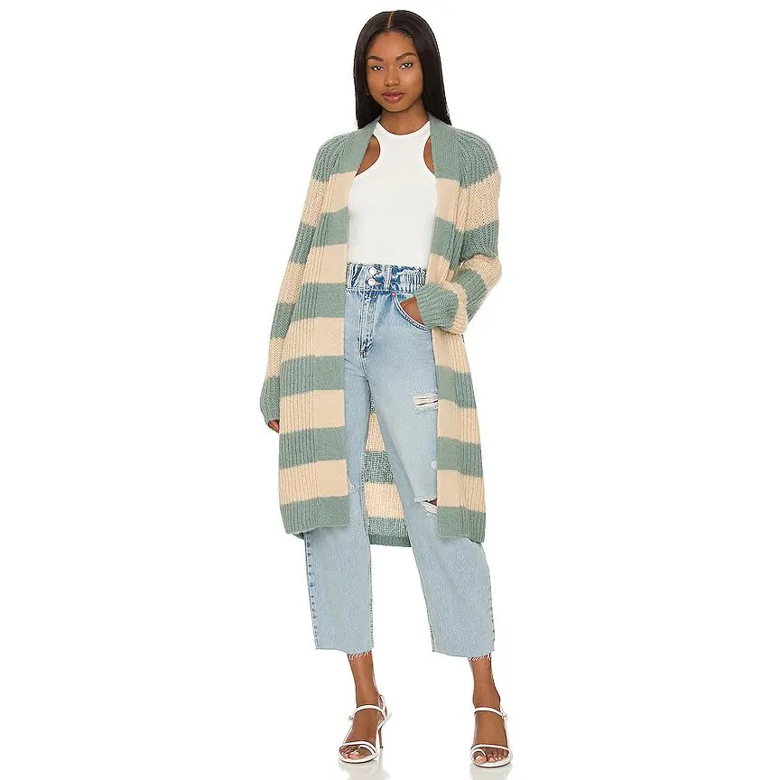 ALLSAINTS Louisa Cardigan in Sage Green & Parchment