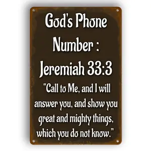 [Aluminum plate signboard]Decorative Sign& Plague 1pc Jesus Phone Sign- Jesus' Phone Number Never Busy Vintage Tin Metal Sign- Jeremiah 33:3- Religious Wall Decor For Home- Direct Line To Heaven 8*12Inch (20*30Cm)