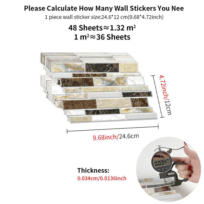 Marble Pattern Wall Sticker, Self-Adhesive Peel-and-Stick Waterproof and Oil-Proof Wall Decal for Kitchen, Bathroom, Home Office and Dormitory, Marble Backsplash Wallpaper