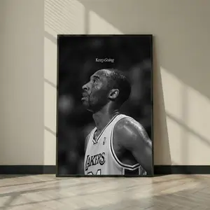 Kobe Bryant Keep Going Poster Print, Black & White ,Basketball Legend Wall Art, Motivational Sports Decor Gift