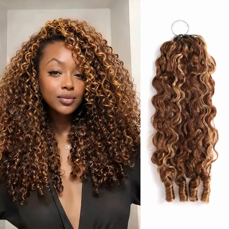 OQ HAIR Highlight 4/27 Burmese Curly Crochet Human Hair 50g Pre-separated Feather Honey Blonde Crochet Human Hair Invisible Miracle Knots Hair #TikTokShopFallDealsForYou