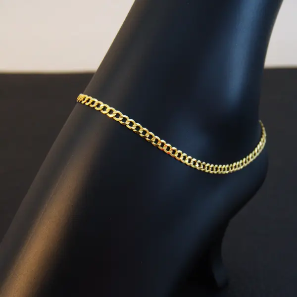 10K Gold Anklet for Women | Classic Link Design