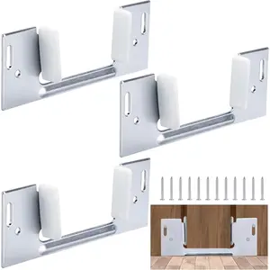 3 Pack Jamb Mounted Pocket Door Bottom Guide, Fit for 1-3/8 Inches Thick Doors, Replacement Floor Guide for Sliding Cabinet Closet Doors Repair