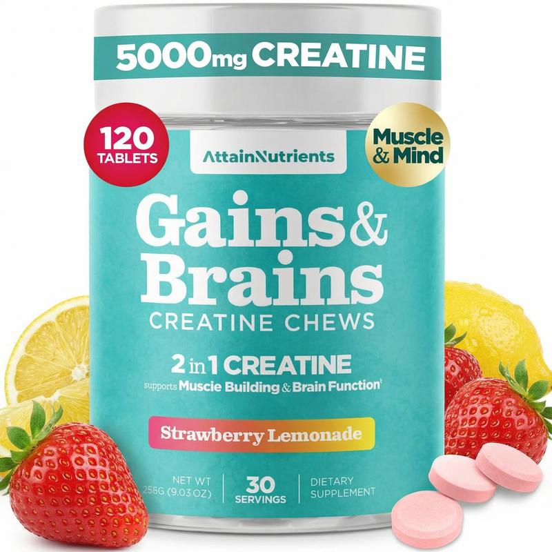 Gains & Brains 5g Creatine Chews NSF Certified - 3rd Party Tested