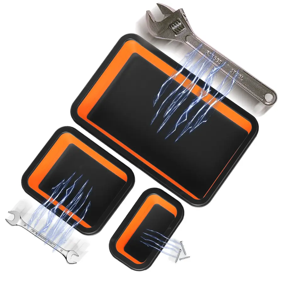 Father’s Day Gift: 3-piece set — flexible magnetic tool mat and tray holder, magnetic tool tray, PVC flexible magnetic pad for repairs, non-slip magnetic tool pad; auto repair tools.