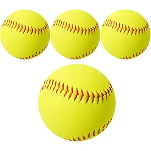 11 Inch 4 Pack Yellow Unmarked Autograph Softballs Official Size and Weight for Games Practice Training Hitting Pitching Fielding