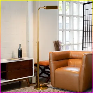 Minimalist Floor Lamp, Slim Standing Light with Neutral Shade for Contemporary Living Room & Bedroom Ambience 120V Elara Floor Lamp Gold outer and White inner