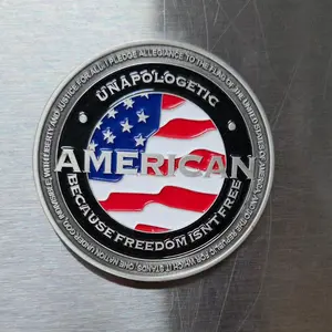 1941 Badges Unapologetic American Metal Badge 2 Inches Stainless Steel Antique Silver Full Color UV Protected 3M VHB Sticks to Flat Surfaces