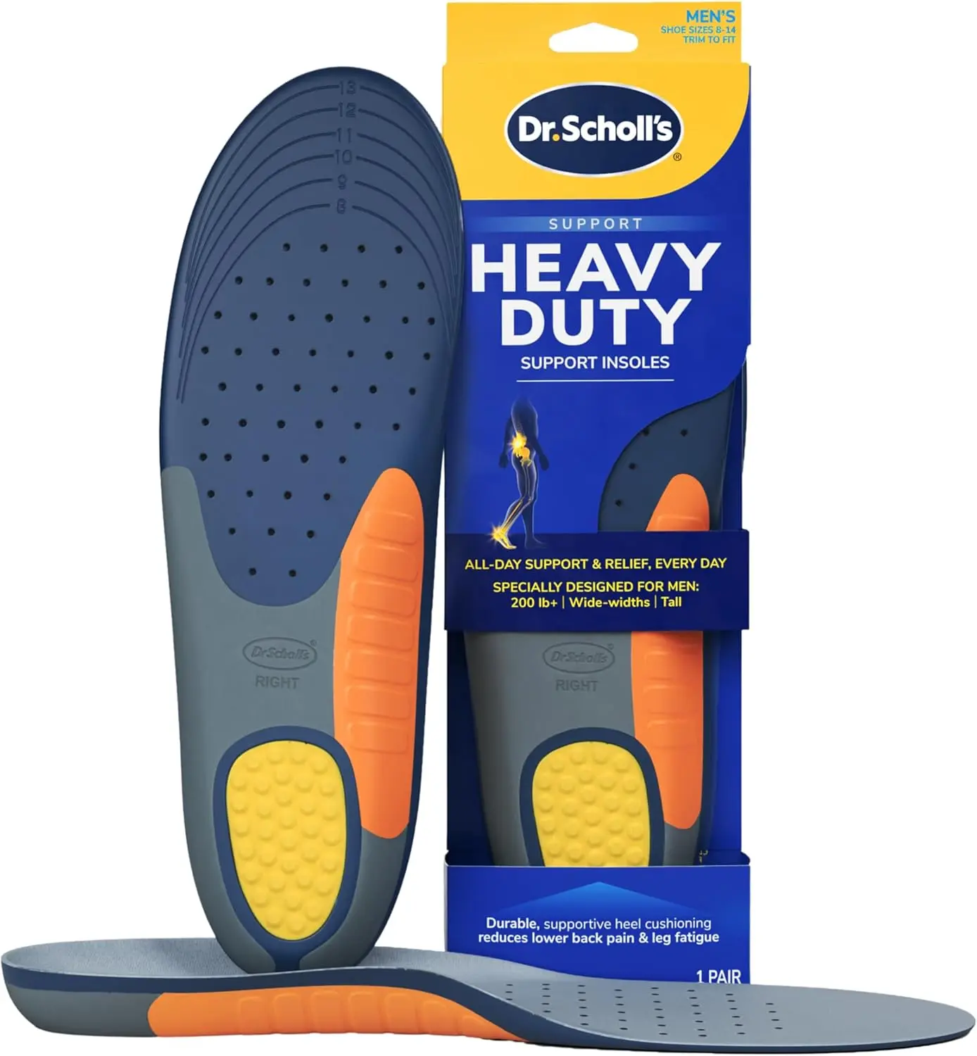 Heavy Duty Support Insoles – Big & Tall 200+ lbs, Shock Absorbing Arch Support  Dr. Scholl’s (Men 8–14)