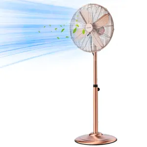 VEVOR 16-Inch High Velocity Pedestal Fan, 1450 CFM Industrial Standing Floor Fan with Handle, 75 °   Oscillating, 3-Speed Adjustable Height, Metal Made for Commercial, Garage, Workshop, Home, Copper