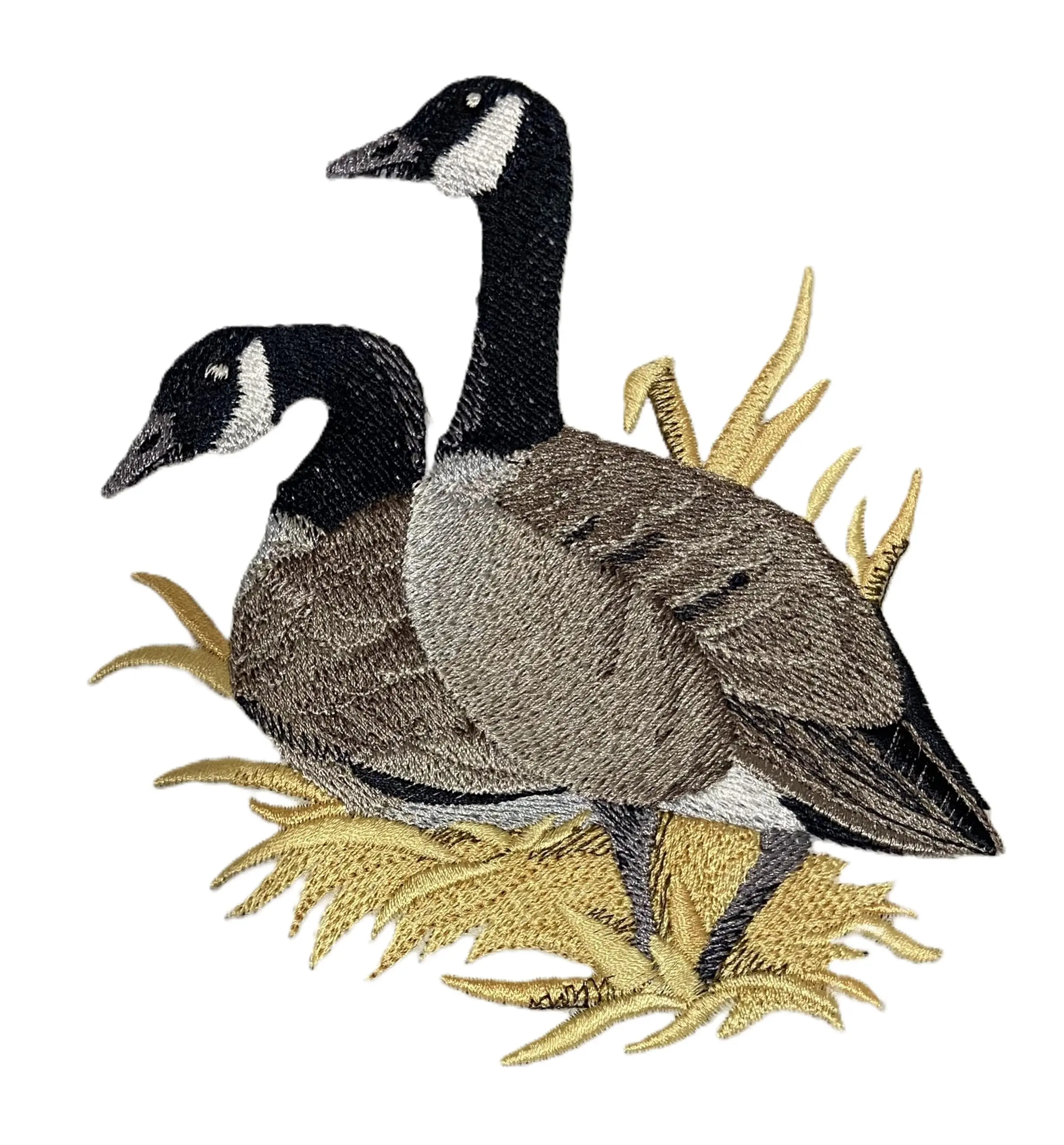 Canada Goose Pair on The Shore Embroidered Iron On Patch â Applique for Jackets, Backpacks, DIY Crafts â (4.85" x 5.47") Sew On Parrot Patch for Clothing & Accessories