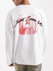 Men's Regular Fit Barbour International Print Long Sleeve Tee, Casual Comfy T-shirt for Spring & Fall, Men's Top for Daily Wear