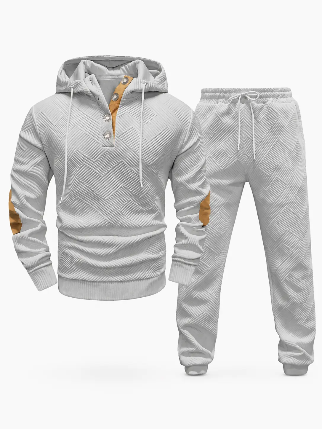 Men's 2 Piece Sets Textured Knit Tracksuit Outfit, Hooded Pullover with Drawstring Trouser, Comfortable Two-Piece Sport Set, Casual Athletic Sportswear Matching Jogger Set