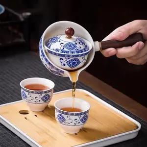 Ceramic Rotating Teapots Semi-Automatic Drip Tea Pot