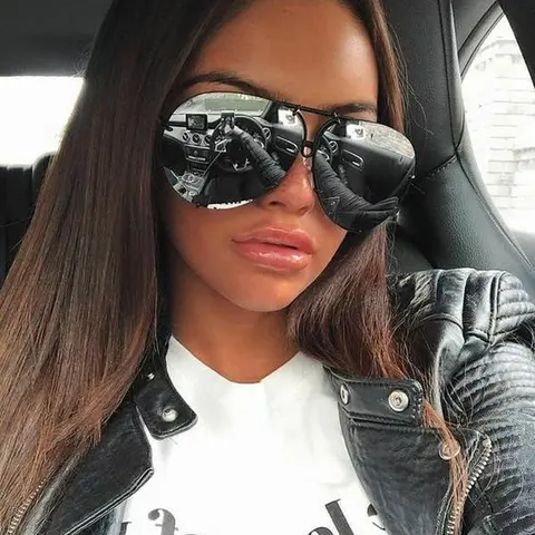 Shadz Women's Oversized XL Metallic Full-Rim Aviator Sunglasses - Texas Style Bold Curved Frame, UV400 Protection, Designer-Inspired Stylish Trendy Driving Eyewear Accessories