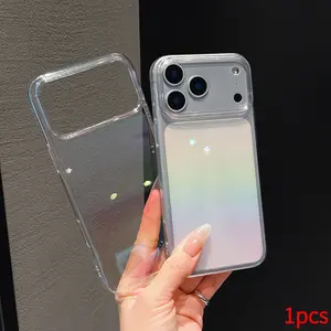 Ultra-Thin Transparent Phone Case for iPhone 16 Pro Max, 17/13 Pro, 15/14 Plus, 12/11, Large Hole Design, Rainbow Color Options