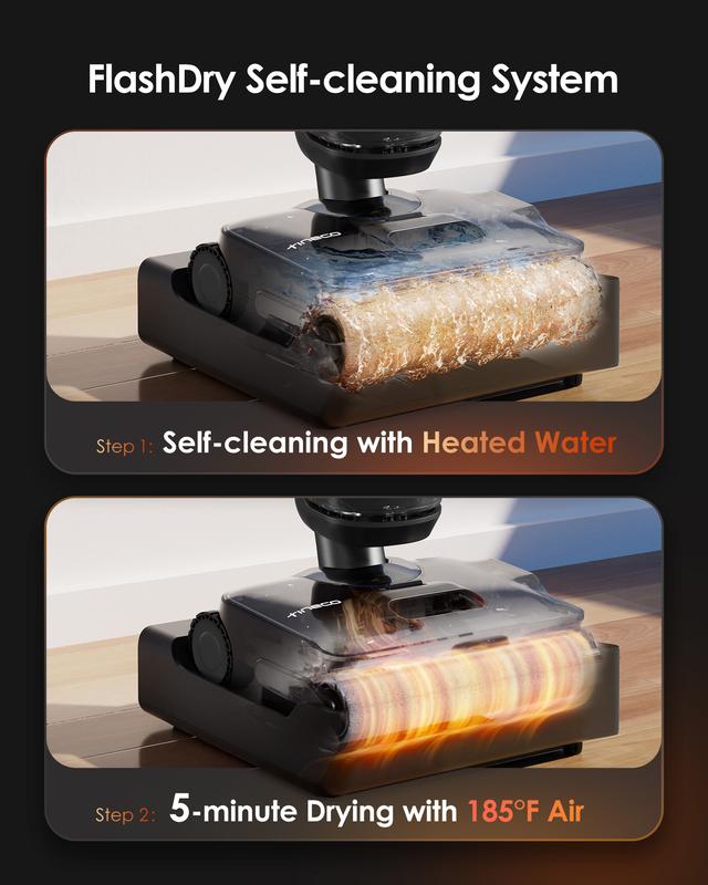 Tineco Floor One S7 Stretch Steam Cordless Wet Dry Vacuum Steam Mop All-in-One, 320℉ HyperSteam, 180° Lay-Flat, Anti-Tangle Design, FlashDry Self-Cleaning, Up to 75 Min Runtime