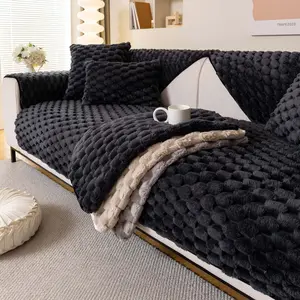 Plush Bubble Sofa Cover 1PC, Thickened Faux Fur Couch Cover with Non-Slip Backing, Pet-Friendly Anti-Scratch Fashion Couch Protector for Dogs & Cats, Dustproof & Machine Washable Sofa Pad , Fits 1/2/3/4-Seater, Sectional, L-Shaped & Chaise