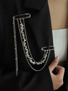 Creative Minimalist Metal Tassel Brooch, Multi-Layer Bead Chain, Perfect for Suits and Pants, Versatile Pin for Parties and Gifts