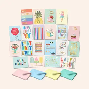 SWEETZER & ORANGE Variety Set of 20 Assorted Birthday Cards with Envelopes, Bulk Greeting Cards Assortment
