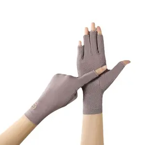 Spring, Summer and Autumn Ladies Show Fingers Half Fingers Nail Art Thin Touch Screen Cycling Driving Outdoor UV Protection Sunscreen Gloves