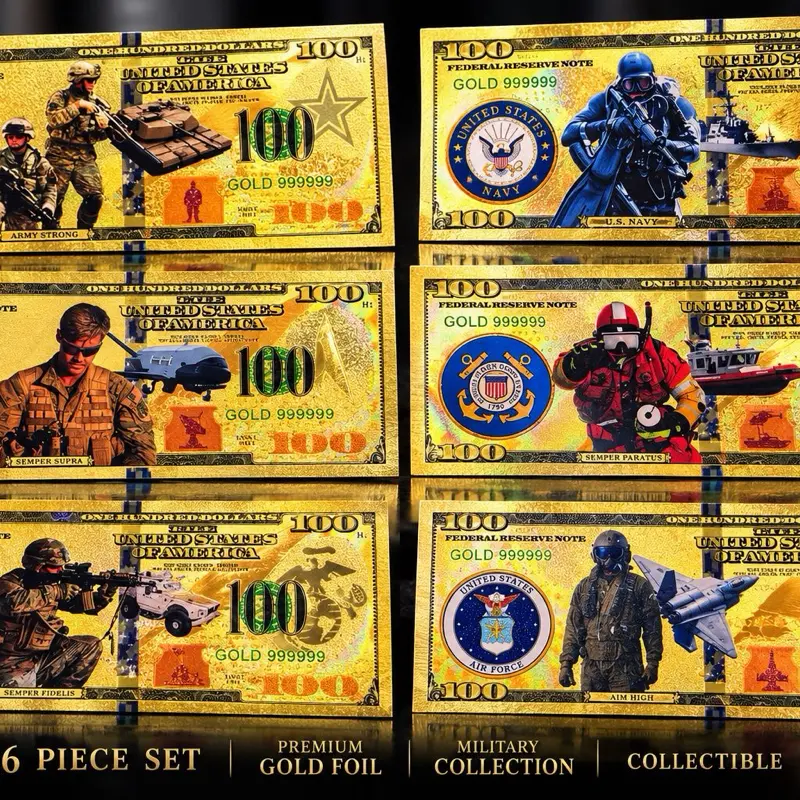Foil $100 Novelty Commemorative Issue: US Armed Forces - Set of 6 foils