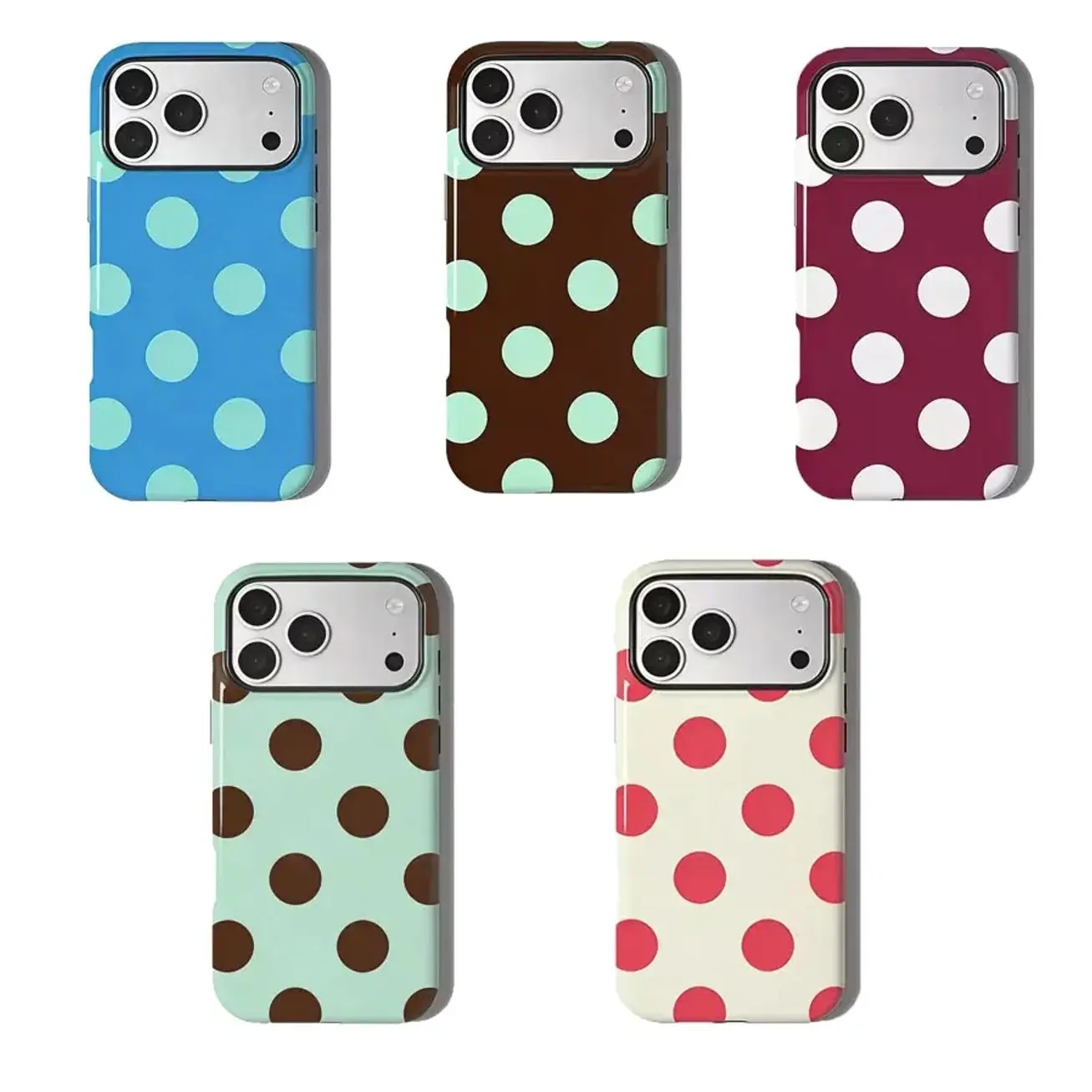 Colorful polka dot double-layer wireless charging anti-drop phone case suitable for iPhone 7 8 X XS XR XSM 11 12 13 14 15 16 17Plus/Pro