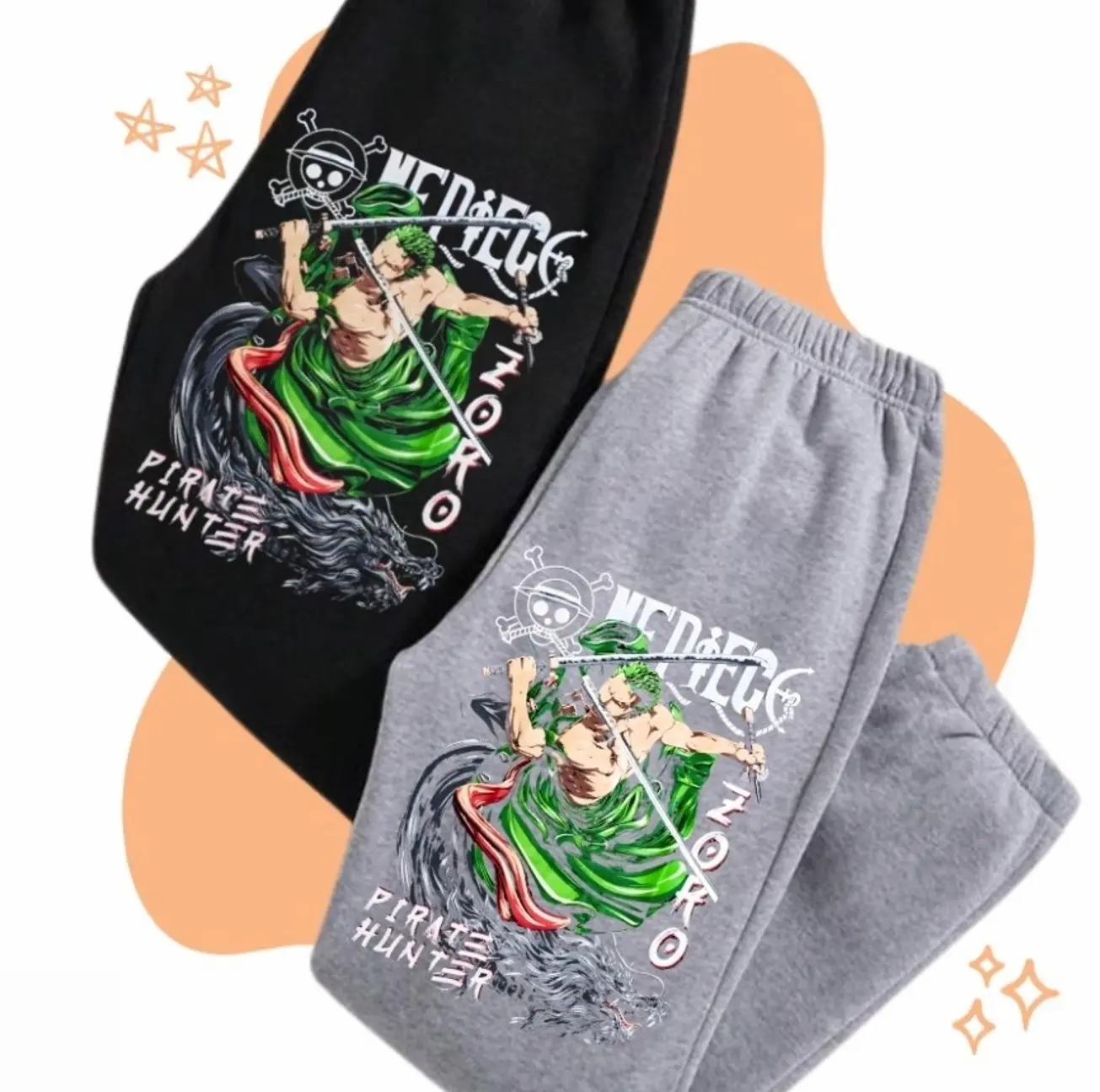 #Onepiiece Zoro Pirate Hunter Anime Fan Club Sweatpants, Matching Anime Lover Sweatpants, Streetwear Aesthetic Graphic Tee V4C