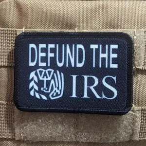 Defund the IRS taxation is theft 2"x3" morale patch with hook and loop backing