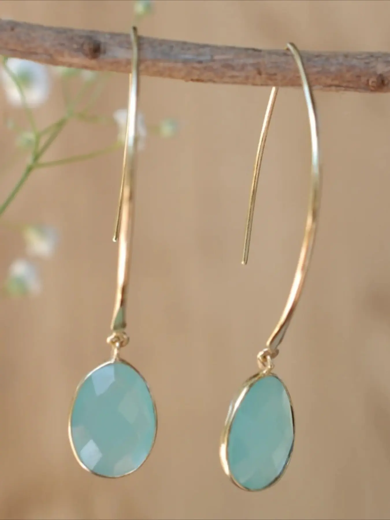 One Elegant Golden Color Copper Drop Earrings, Handmade Oval Synthetic Cubic Zirconia Dangle, Birthstone Jewelry Gift for Daily & Christmas Occasions The Perfect Gift For Ladies and Girls