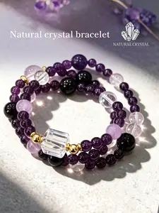 Natural White and Purple Amethyst Exquisite Bracelet  Improves Insomnia and Frequent Dreaming, Beyond Reality's Beauty, Idealized Imagination and Yearning. Handcrafted Fine Stringing, Personalized Layering / Niche Fashion, Eye-Catching Spiritual Accessor