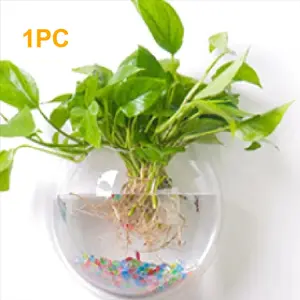 Transparent Plant Flower Pot, Wall-mounted Hanging Fish Tank, Round, Durable, 1 Piece