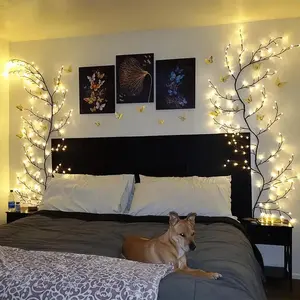 LED Lighted Tree Branch Shape Wall Decor, 2 Counts/set Flexible LED Light, USB Powered Decorative Light for Home Bedroom Living Room Party Wedding
