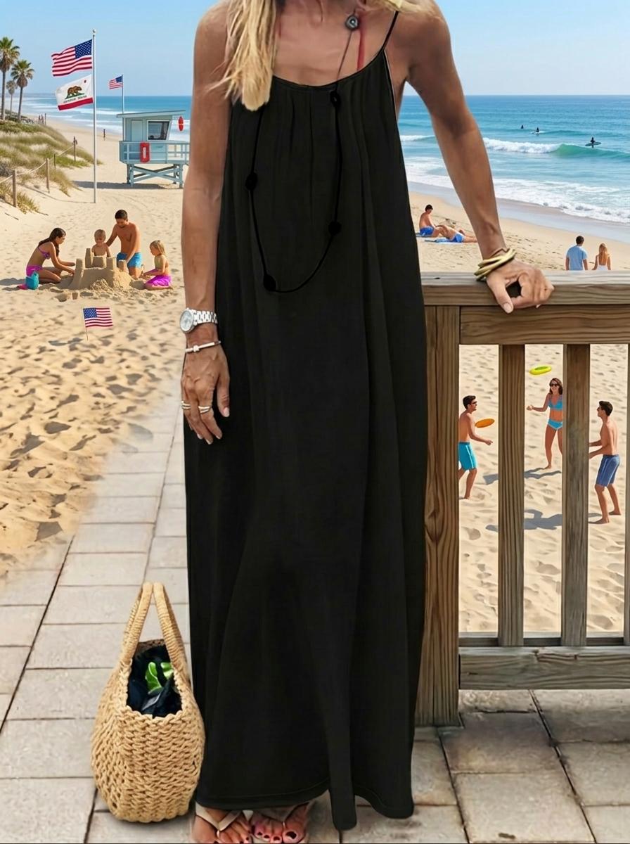 Women's Solid Color Cami Strap Loungewear Backless Dress, Lightweight Elegant Sleeveless Long Lounge Dress for Summer, New Arrival Soft Sleepwear for Indoor Wear | Loose-Fit Cozy Home Essential Comfortable for Home, Spaghetti Womenswear, Travel Breathabl Women's Solid Color Cami Strap Loungewear Backless Dress, Lightweight Elegant Sleeveless Long Lounge Dress for Summer, New Arrival Soft Sleepwear for Indoor Wear | Loose-Fit Cozy Home Essential Comfortable for Home, Spaghetti Womenswear, Travel Breathabl