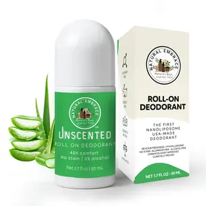 Unscented Roll-On Deodorant Organic Natural deodorant Dermatologist approved Made in USA  48h odor control brightening underarm patented formula no stain on shirts