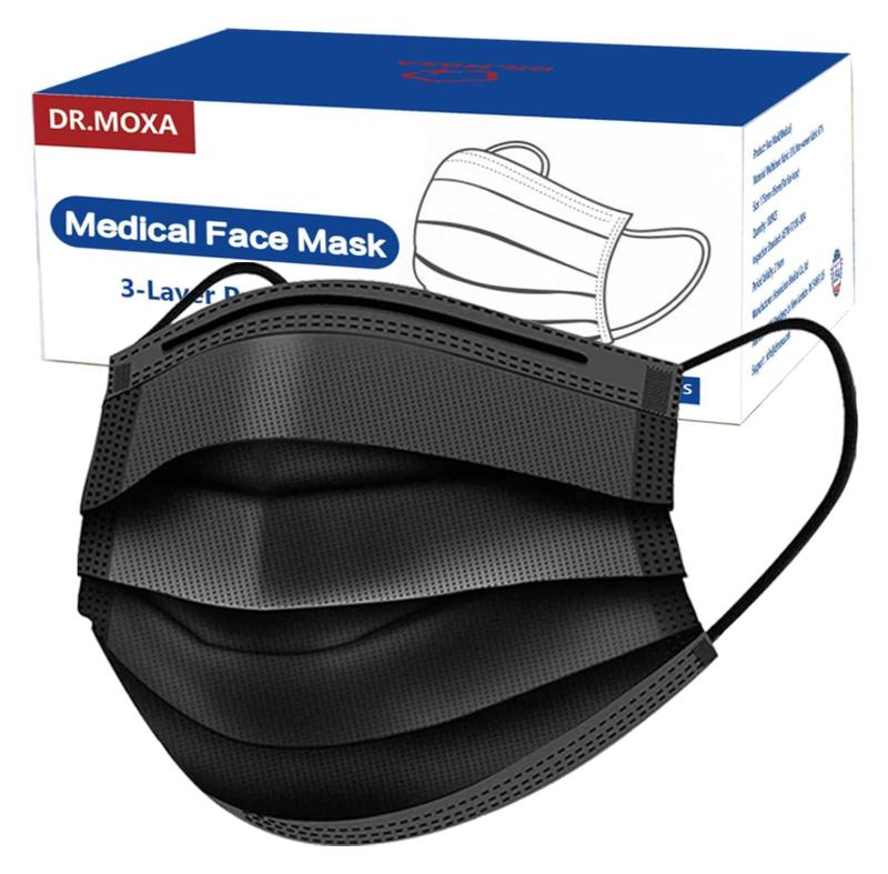 100 Pack Medical Grade Black Disposable Face Masks-Protective 3 Ply ...