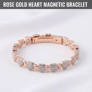 Rose Gold Heart Bracelet for Women – Sparkling Crystal Love Charm, Elegant Alloy Link Design, Perfect Gift for Her