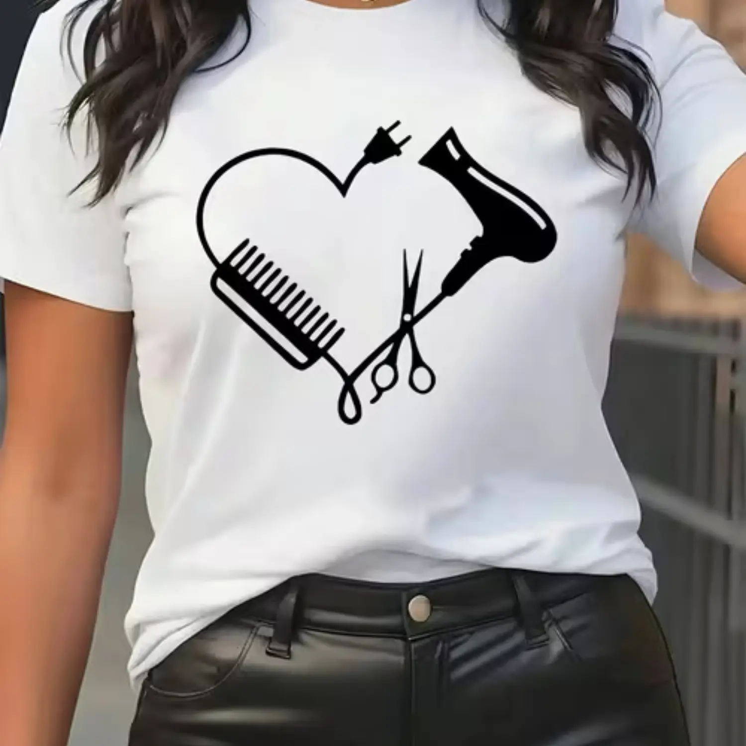 Unique and Stylish Short Sleeve Polyester T-Shirt for Hairdressers and Barbers - Durable Salon Wear