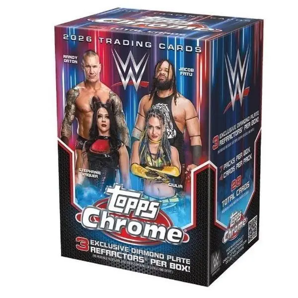 2025 Topps Chrome WWE Blaster Box Sports Trading Cards Collectible Sports Cards, Assorted Card Sets