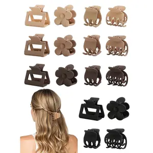 16 count Small Hair Clips for Women & Girls, Durable Matte Claw Clips for Thin Hair,  Hold NonSlip Medium Hair Claw Clips, Mini Hair Clips, Cute Hair Accessories, 4 Shapes Gifts Holiday
