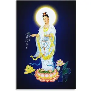 Guan Yin,Kwan Yin,Quan Yin Poster,Chinese God Poster Canvas Painting Posters-Wall Art Painting Decor Room Gifts Decoration Colorful Ornaments Artistic Photo