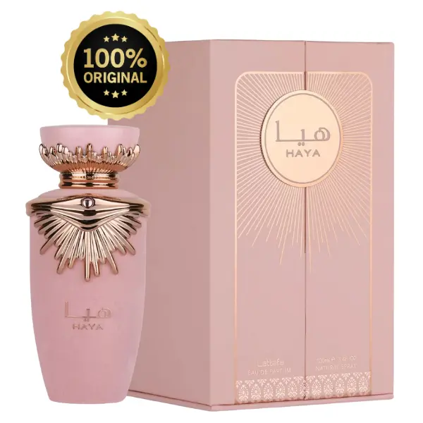 Lattafa Haya EDP Spray for Women, Sweet Floral Women's Fragrance with a Jasmine Blend, Vanilla & Citrus Fruits, 3.4 oz / 100ml, Floral Scents Perfume, Aromatic Floral