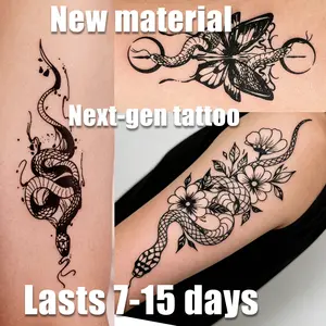 Lasting 7 to 15 days Reusable Temporary Tattoo Stencil Template Half-Permanent Body Art Design  Perfect for DIY Tattoos Makeup Applications for men and women for Tattoo juice Tattoo milk herbal Tattoo Henna pen hand-painted cream emporary Tattoo Ink